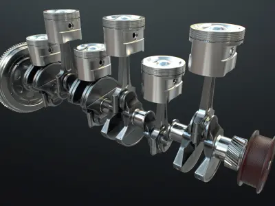 NLINE 6 Engine Working Animated 3D model