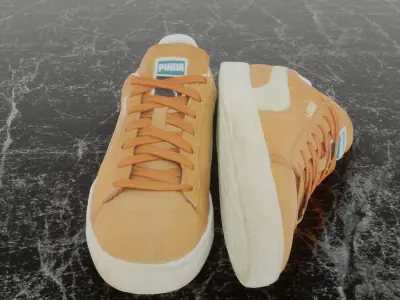 PUMA 3D SHOES - ORANGE - SUEDE  Low-poly 3D model