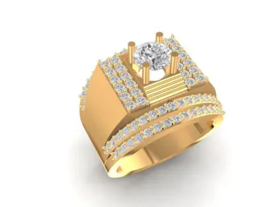 Luxury Square Halo Diamond Ring for Men 589 3D print model