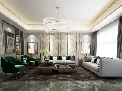 Post modern-Luxury Livingroom and its scene 3D Model 3D model