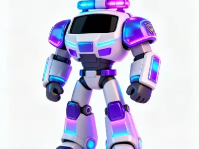 Futuristic Police Mech 3D Model Low-poly 3D model