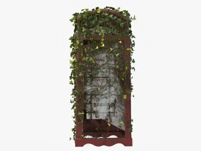 Rusty Telephone Box  with Ivy decoration Low-poly 3D model