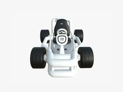 Cartoon Kart H08 White - Vehicle Racing Design Low-poly 3D model