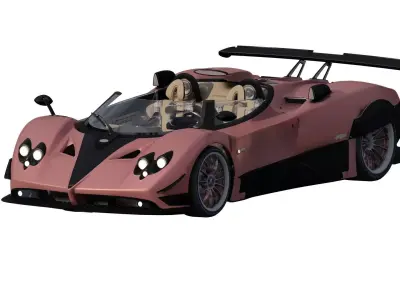 Pagani Zonda HP Barchetta with interior 3D model