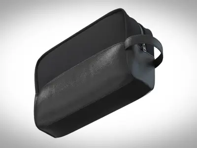 black leather dopp kit toilet bag clo3d 3D model