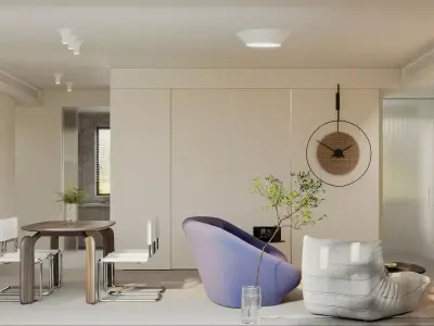 Modern living room dining room interior scenes 167 3D model