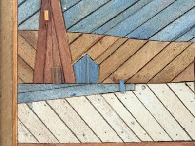 Folk Art Painted Wood Lathe Assemblage Lighthouse 3D model