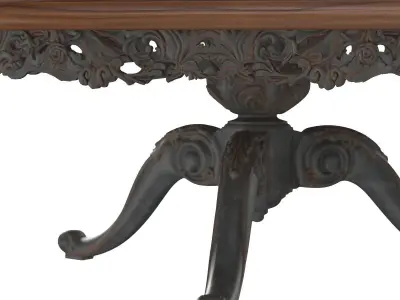 Italian Gilt Carved Inlaid Gray Coffee Table 3D model