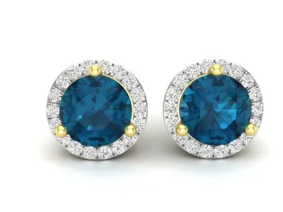 AV 617 Diamond Halo Stud Earrings 3D print model