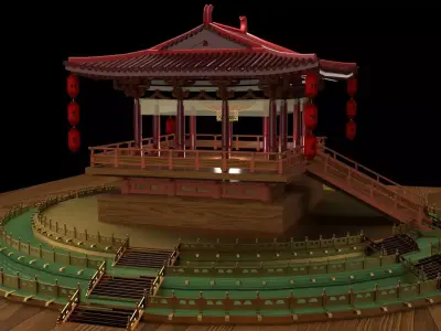 Chinese pavilion 3D model 3