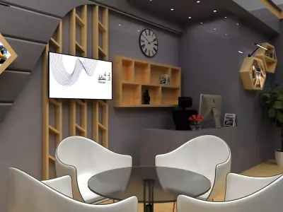 modern exhibition office-like 3 sides booth 3x8 3D model