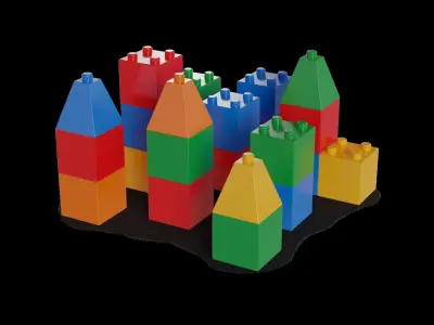Cars and action games Building Blocks Low-poly 3D model purchase