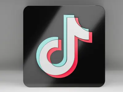  TikTok Logo Sign Board - Customizable - Puzzle  Low-poly 3D model