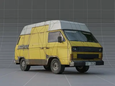 Yellow car  Low-poly 3D model