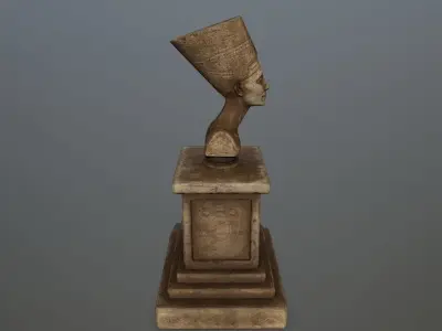 Nefertiti wooden trophy Low-poly 3D model