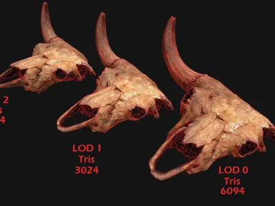 Bull Cow Skull Low-poly 3D model