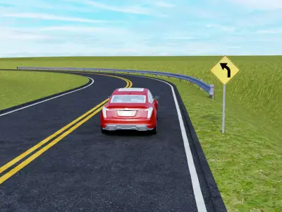 American Road Left Curve Low-poly 3D model