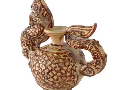 Antique Thai Dragon Motif Pot 3D model