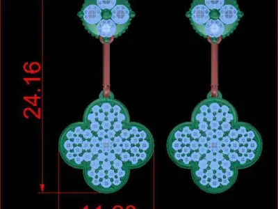 Earrings Diamond 3D print model