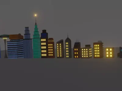 Low Poly Buildings Science Fiction Low-poly 3D model