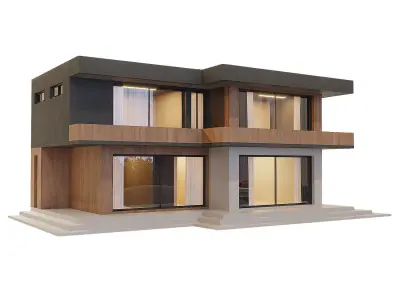Modern house Low-poly 3D model