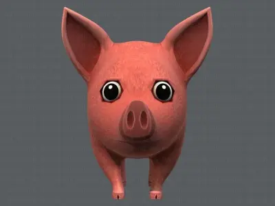 Pig cartoon V02 Low-poly 3D model