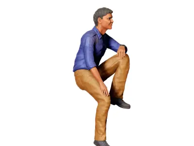 N5 man sitting on the back of pickup truck 3D print model