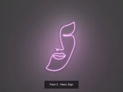 Faces Pack - Neon Signs 3D Model Collection