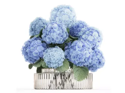 Bouquet In A Glass Vase With Blue Hydrangea 601 3D model