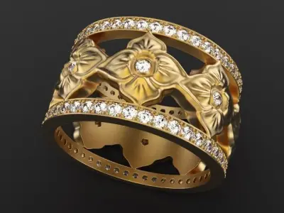 Baroque Ornaments Ring Accent Stones 3D print model
