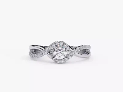 ZDR0151 diamond engagement ring gold 3D print model