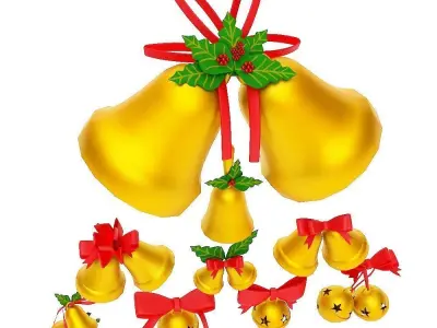 Christmas Bell 3d model set4 Low-poly 3D model