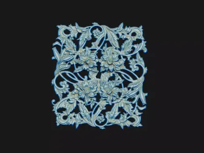 relief floral climbing cnc laser vcarve carving engraved 3D print model