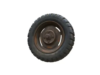 Rusty Wheel and Tire 3D model