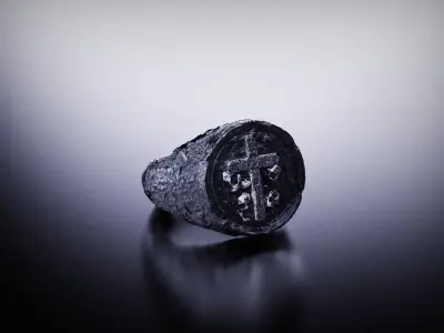 Signet Ring with Cross and Skulls ready for 3D print 3D print model
