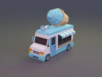 Ice Cream Truck Low-poly 3D model