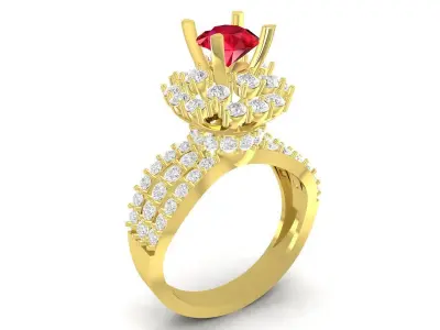 Luxury Heart Cut Crown Diamond Ring for Women 3540 3D print model