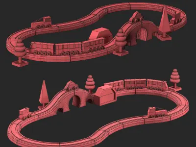 Toy railway 3D model