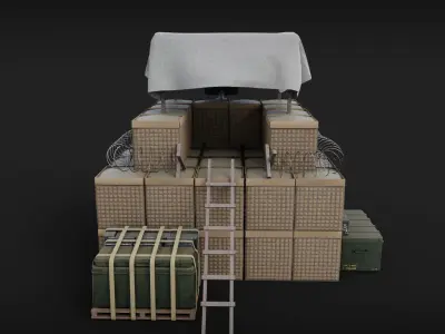 Military post structure Low-poly 3D model