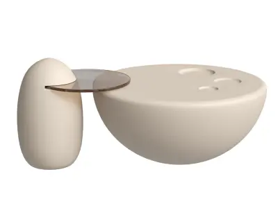 Round Fiberglass Luxury Set Modern Cream Coffee Table 3D model