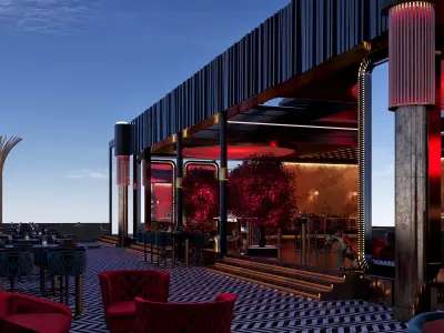 VIP CLUB BAR RESTAURANT ROOF TOP PUB RENDER READY SCENE 3D model