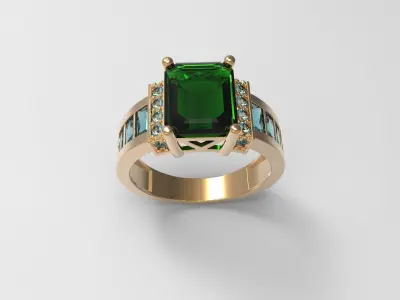 Emerald  Princess ring 3D print model