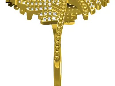 Angels Wings Diamond Engagement Ring 3D print model