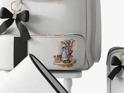 Set of luxury bags backpack and wallet 3D model