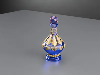 Blue Perfume In Glass Bottles 3D model