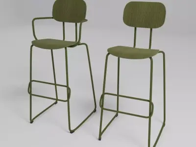 NEW SCHOOL - High sled base plywood stool with armrests - Free 3D model