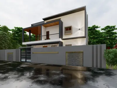 modern villa 3D model 5