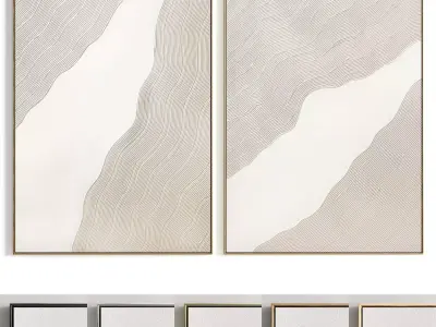 Plaster Two Photo Frame 346 Low-poly 3D model