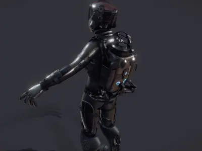 female Space Engineer  Low-poly 3D model