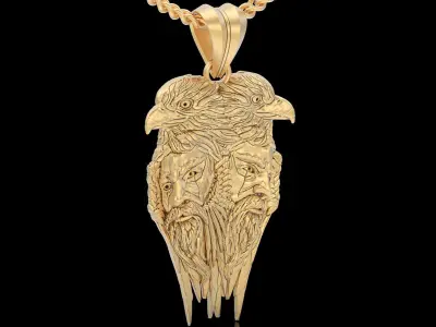 Eagle man pendant silver gold printable jewelry 3D model 3D print model